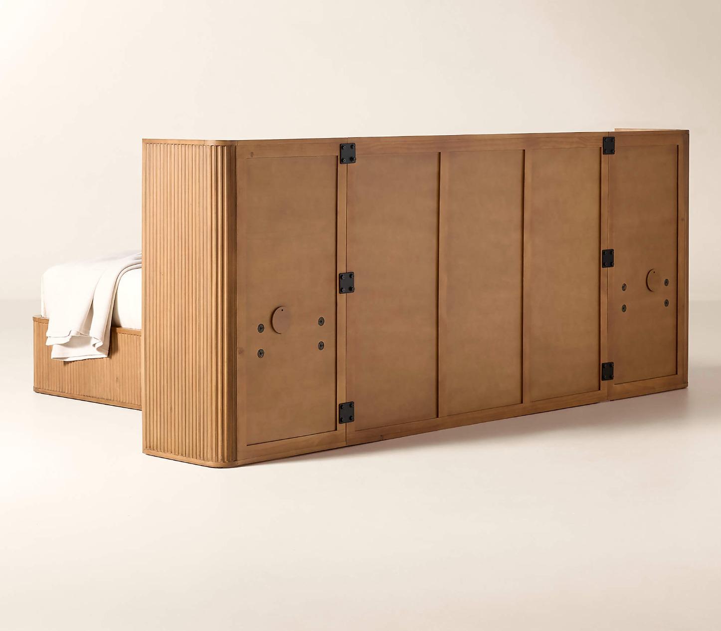 Fluted Wood Headboard Bed thumbnail 4